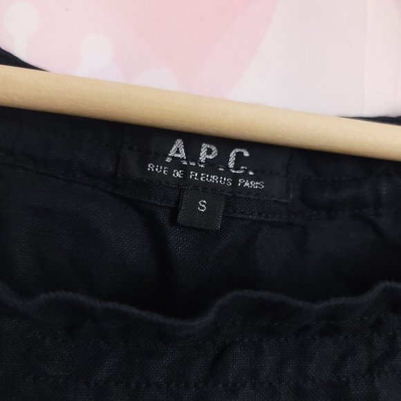 A.P.C. Linen Square Neck Top Black Tie Back Size Small - Picture 6 of 7